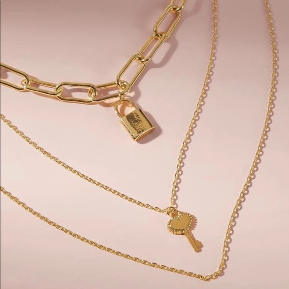 • Candice • Lock + Key Layered Necklace - Picture 3 of 4